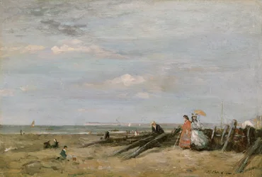 Een strandscène in Trouville, 1860s